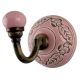 Pink Brown Leaf Etched Ceramic Wall Hook